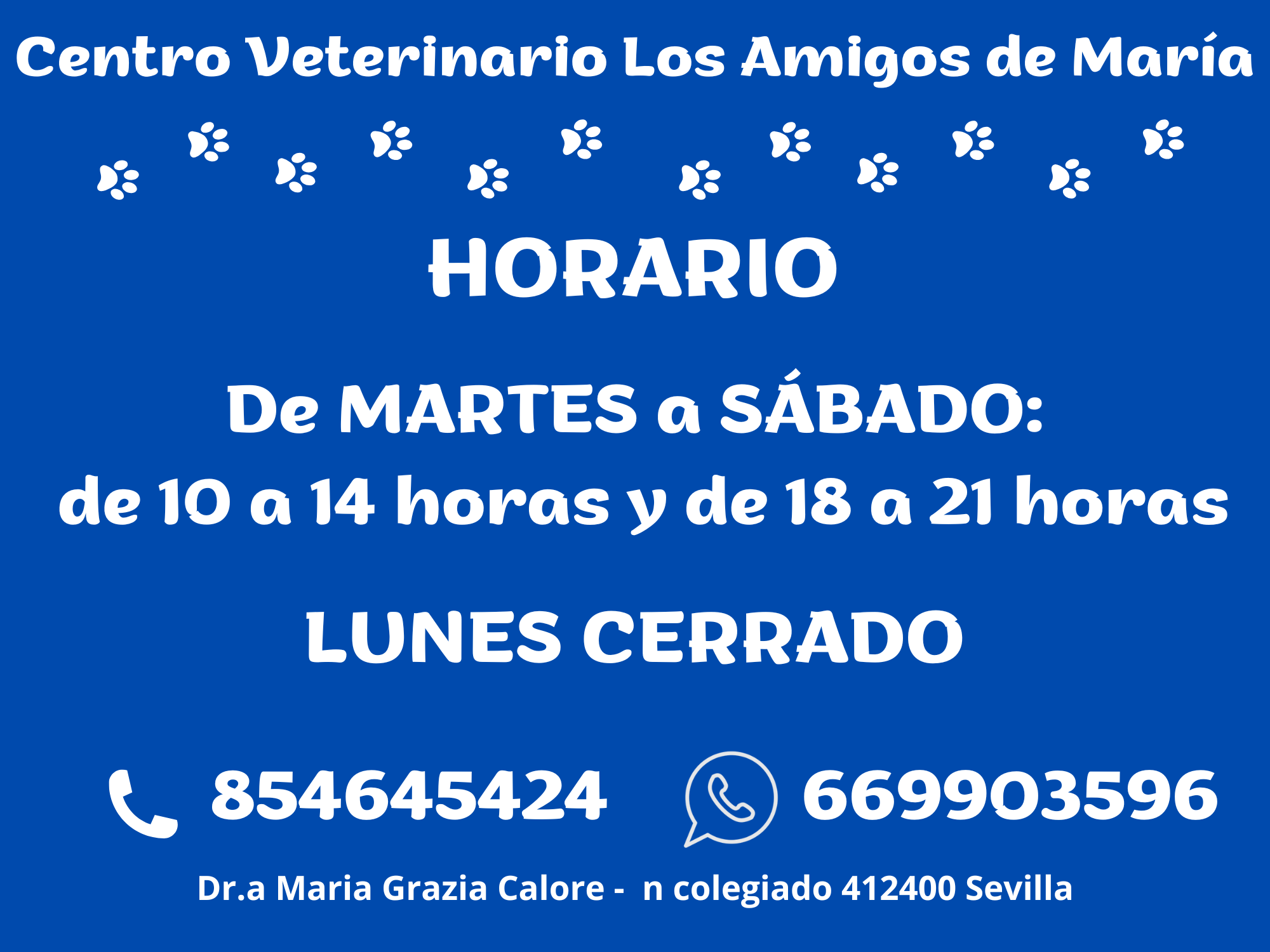 Horario Centro Veterinario Los Amigos de Ma